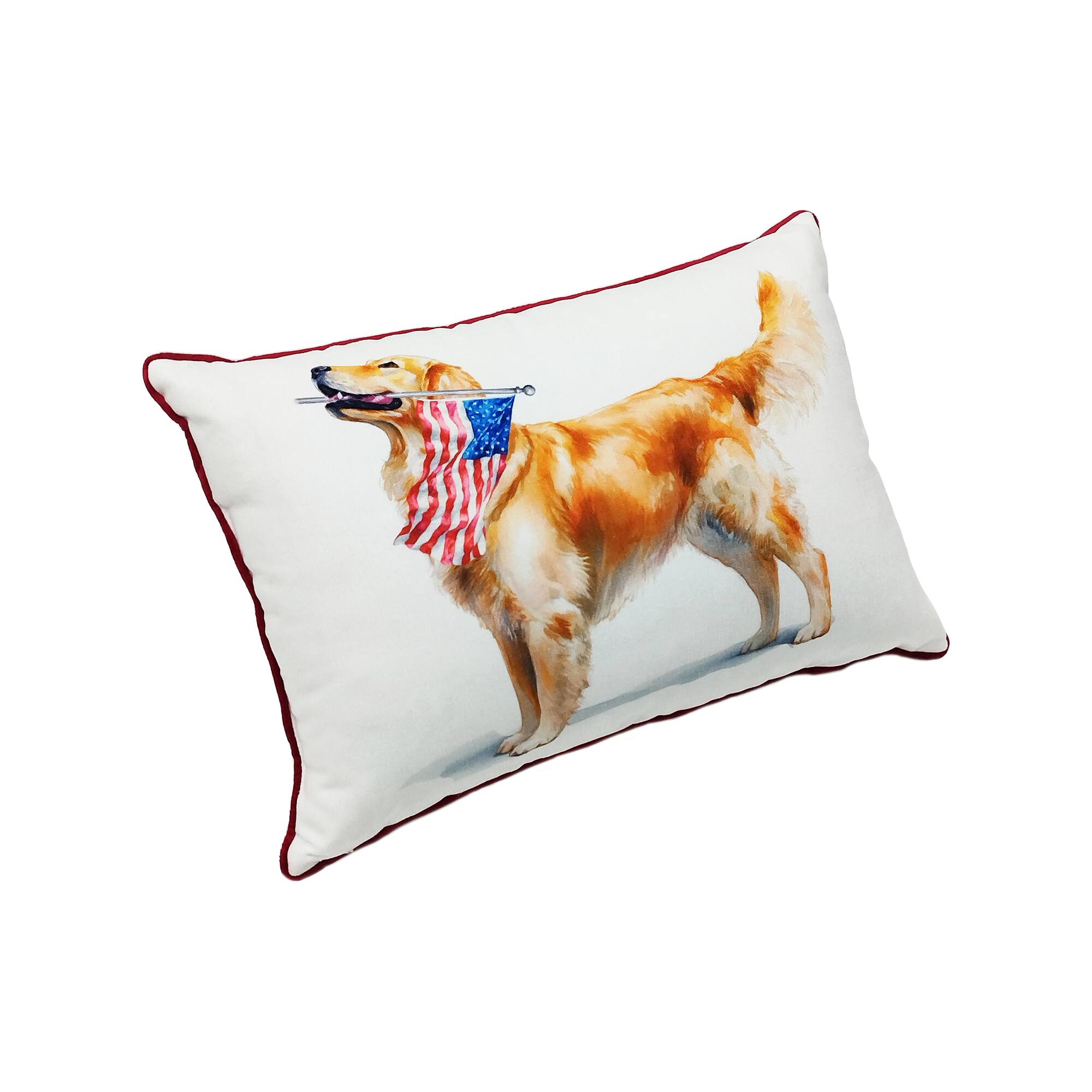 20" x 14" Patriotic Golden Retriever Dog Lumbar Pillow by Celebrate It™